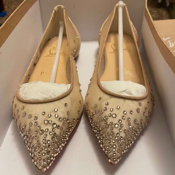 CHRISTIAN LOUBOUTIN Swarovski crystal-embellished mesh flats . - Picture 2 of 8